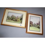 Jose Irwin two gold framed watercolours - "A village school & church" 53W x 43H and "Mount Irwin"