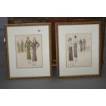 Pair of framed vintage fashion prints. 45W x 56H.