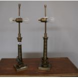 Pair of brass occasional lamps. 17W x 70H