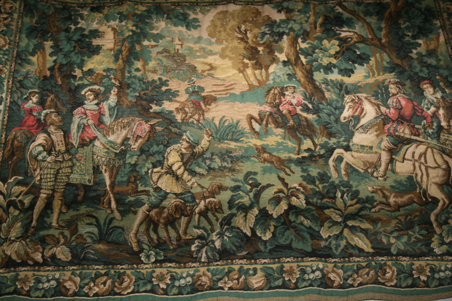 Tapestry depicting medieval scene 110W x 85H - Image 2 of 2