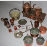 Good collection of copper saucepans etc.