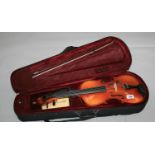 Quality cased violin Teller of Germany. 25W x 70 H.
