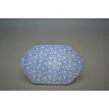 Quality blue and white carrying tray with gilded edge. 62W x 41D