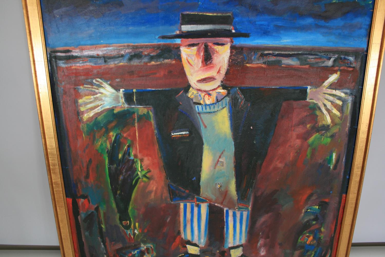 Henry Morgan Irish oil on board, Scarecrow 1994. 110W x 120H - Bild 2 aus 3