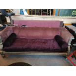 Stylish gilt framed couch. 226W 81H 81D.