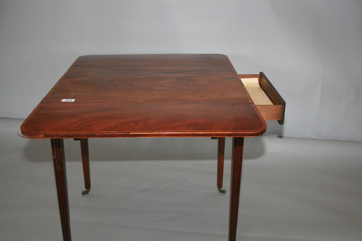 18th Century mahogany Pembroke table with rosewood and foxwood embellishment. 80W x 70 x 55D. - Image 2 of 2