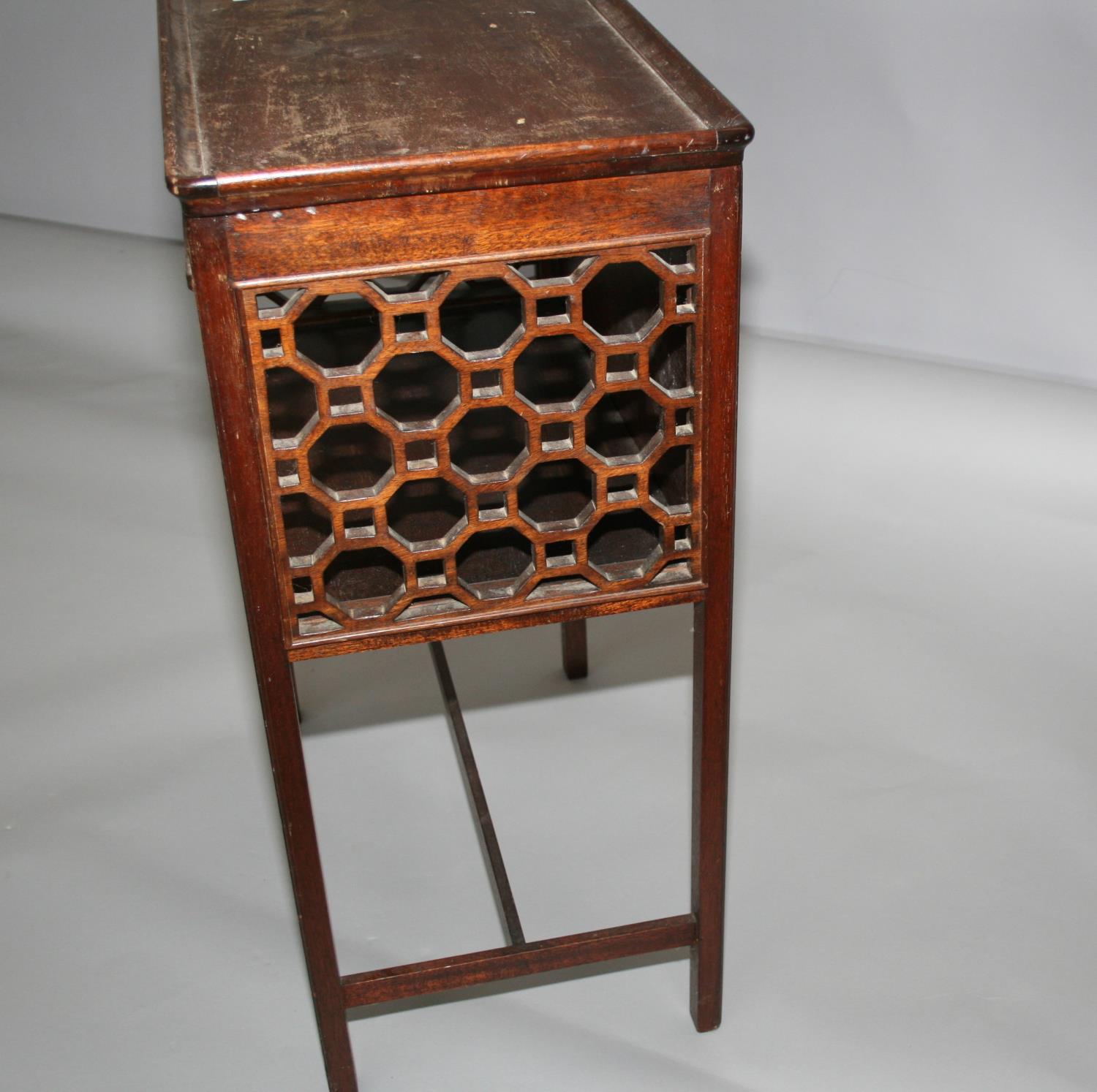 Georgian mahogany night table in the Chinese Chippendale style. 56W x 78H x 34D - Image 2 of 5