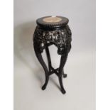 Edwardian betook wood jardinière stand with inset marble top 68 cm H x 32 cm Dia.