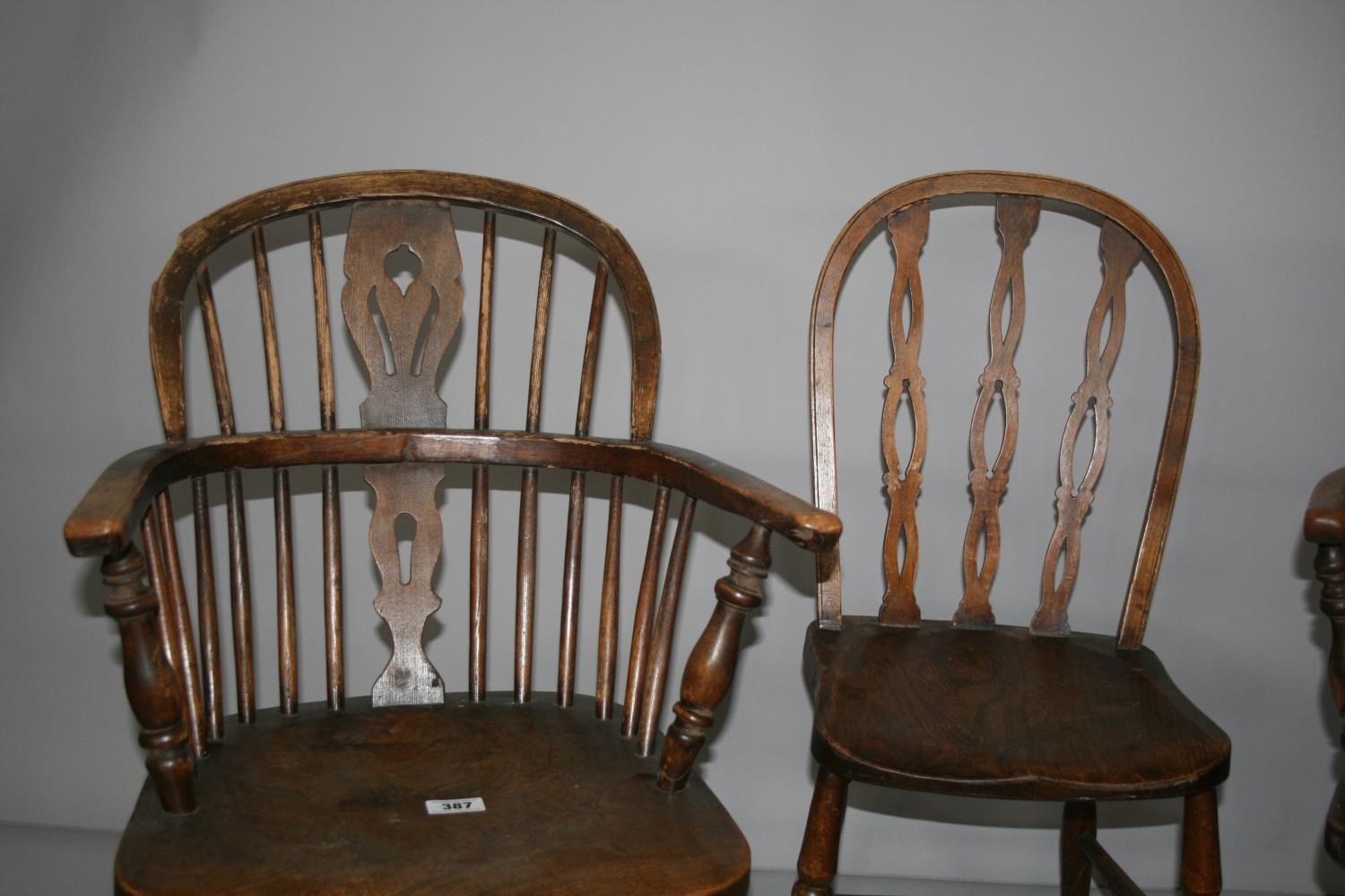 Two 19th Century Windsor arm chairs and other chair. 55W x 90H x 50 - Image 2 of 3