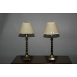 Very stylish pair of bronze occasional lamps with marbleised patination and gilded base 10W x 40H