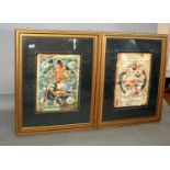 Two risqué coloured prints in gilt frames. 76W x 95H