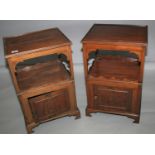 Pair of Georgian style mahogany lockers, with cupboard bases standing on bracket feet. 50W x 80H x