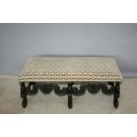 Jacobean style centre stool of rectangular form 110 W x 40 H x 50 D