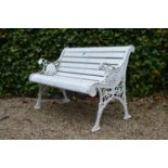 Cast iron end garden seat with wooden slats.110W 71H 56D