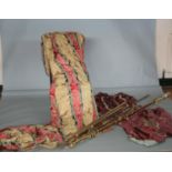 Two pairs of curtains and collection of curtain poles.