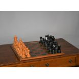 Quality Italian made chess set complete with leathered top board 42cm W