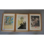 Three framed posters of the Olympics Stockholm, Tokyo and Berlin. 34W x 46H