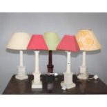 Selection of painted occasional lamps complete with shades (7 in total). 60H.