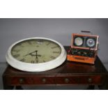 French vintage style wall clock (63W) and vintage design radio alarm clock (26W x 20H x 14D)