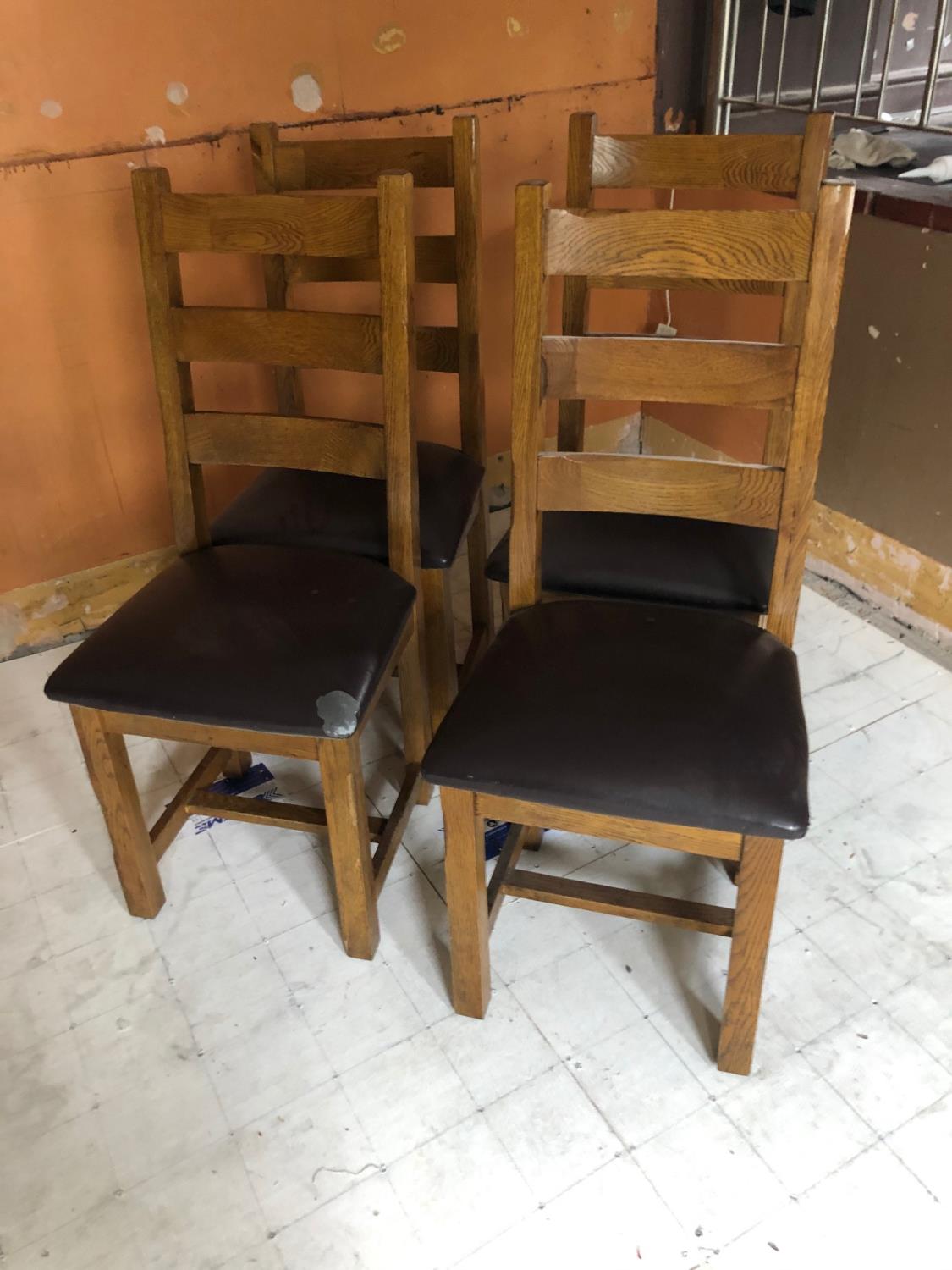 Set of four ladderback restaurant chairs 47W 108H