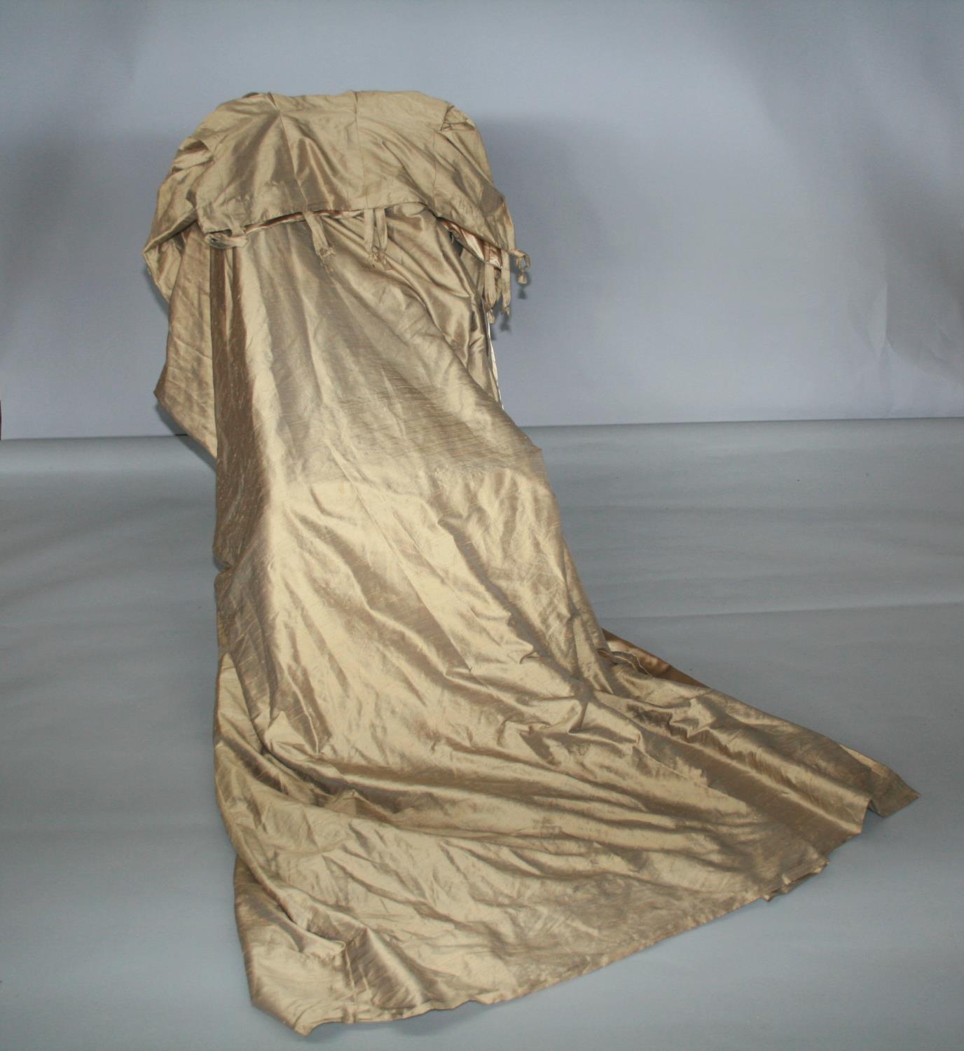 Four linen curtains or bed dressings 160W x 280H approx. each.