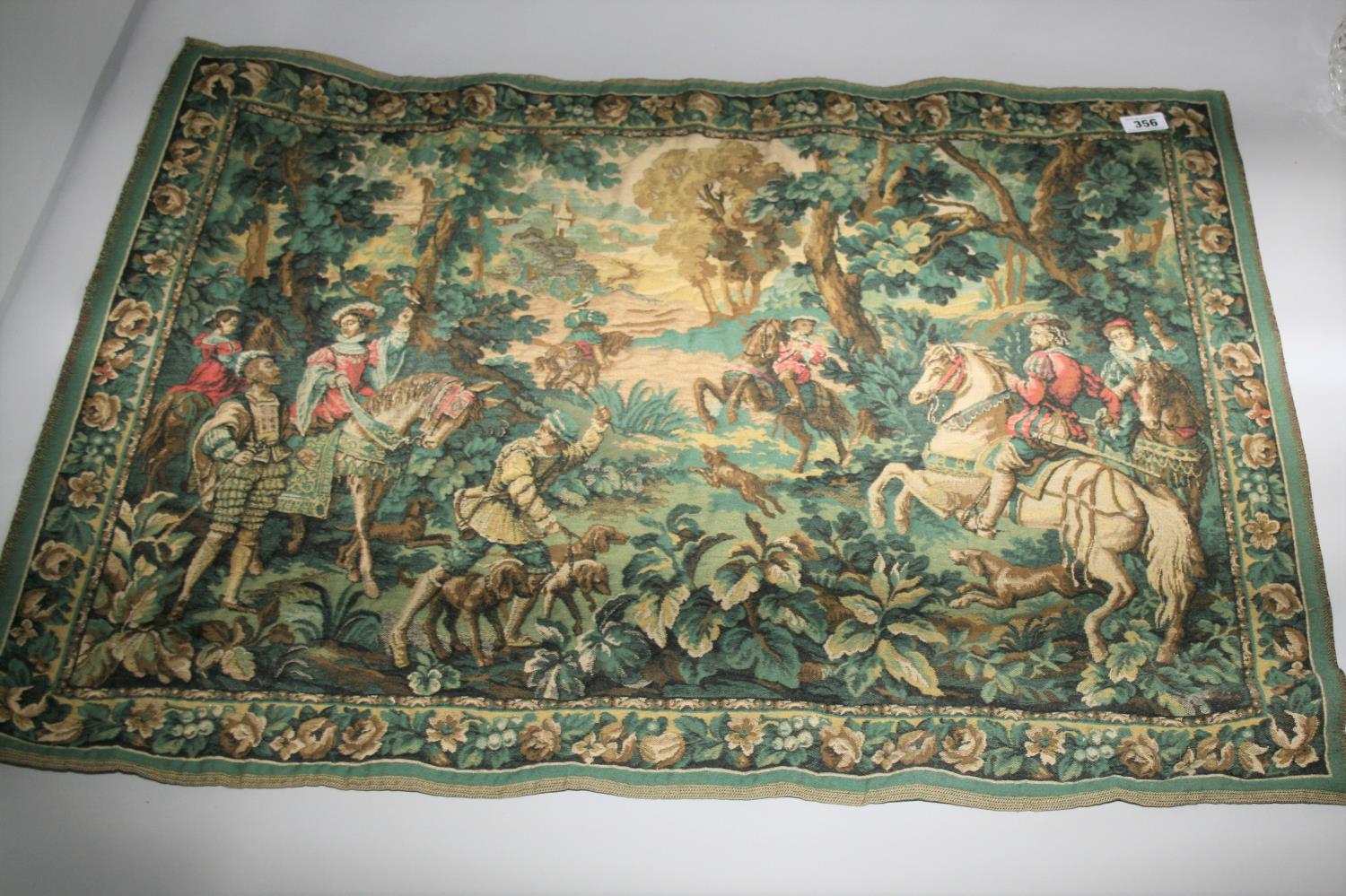 Tapestry depicting medieval scene 110W x 85H