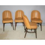 Set of four stylish leather upholstered ribbed back chairs 23 W x 29 H x 18 D