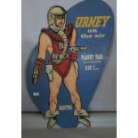 Vintage painted advertising sign "Urney on the air" 75W x 125H