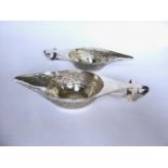Pair of unusual Celtic design Irish silver sauce boats Length: 7 ¾”. Weight: 5ozs.Dublin 1925 by