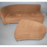Rolf Benz suede covered sofa and matching foot stool 180 W x 70 H x 85 D