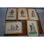 Quirky set of five 19th Century Irish coloured prints from Suffolk Street, Dublin. 17W x 24H