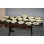 19th Century hand painted Worcester Chamberlain dessert service. TWO PLATES NOW SMASHED