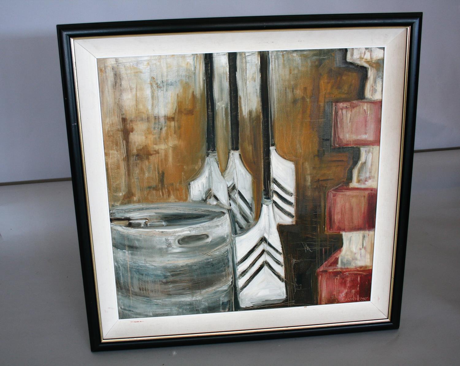 Sarah Honner oil on canvas - 'Blades'. 73W x 74H