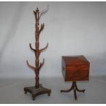 Regency mahogany hat and coat stand (40W x 165H) and regency mahogany wine cooler, as found.
