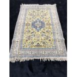 Antique classical design centre rug with yellow background 200 x 134