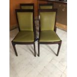 Set of six highback restaurant chairs, with green leather upholstery 45W 90H 46D