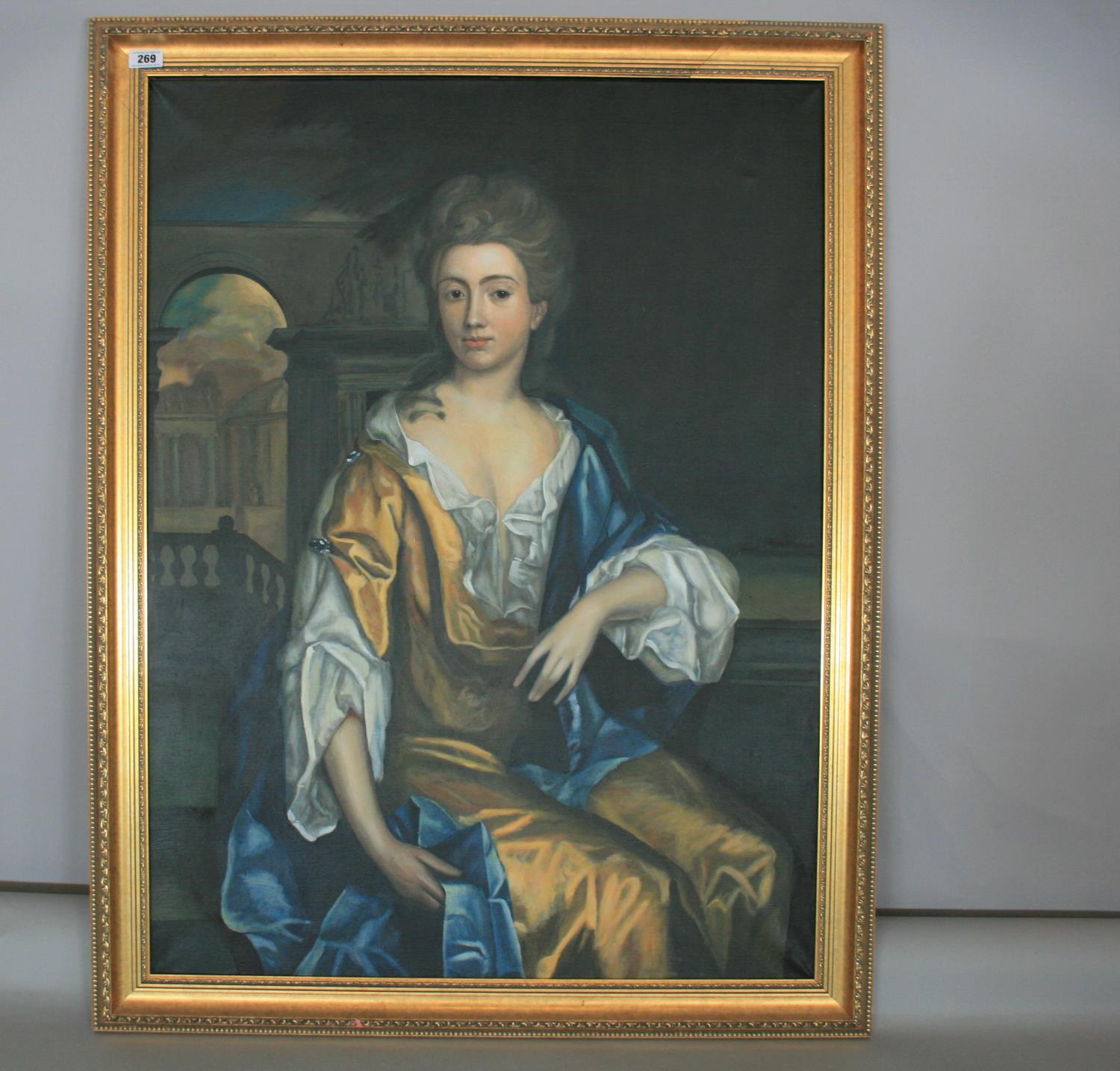 Victorian style oil on canvas of Mrs Sarah Starkie. 107W x 137H