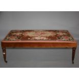 Very fine Victorian mahogany framed stool with original tapestry upholstery 150 W x 50 H x 90 D