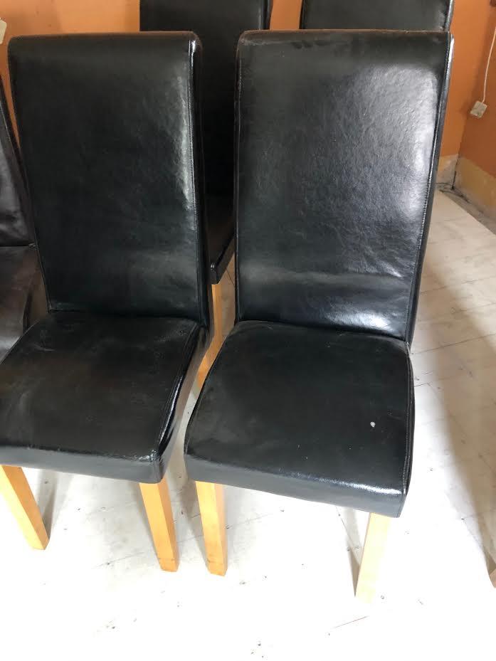 Set of six tallback, black leather restaurant chairs 44W 108H - Image 2 of 4