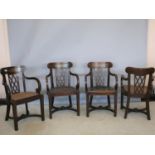 Very unusual set of four Marine deck chairs in mahogany with brass inlay, seats reversable from