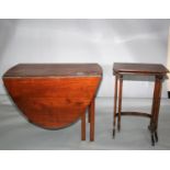 Georgian mahogany double dropped leaf table (95W x 73H x 154D) and nest of two mahogany tables (as