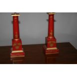 Pair of Japanned occasional lamps of tapering column form 13 W x 45 H x 13 D