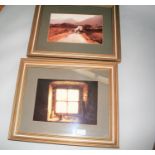 Two photos - an ancient window and the Bog Road. 57W x 46H.