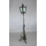 Wrought iron and copper telescopic lamp with lantern top 40 W x 90 H