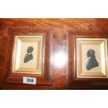 Pair of Victorian rosewood framed silhouettes. 19W x 22H