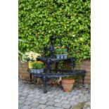 Cast iron tiered plant stand in the Coalbrookdale style 120W 98H 61D