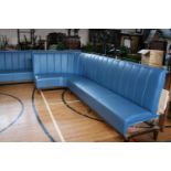 Very fine quality curved end free standing leather upholstered seating (upholstered on the back)