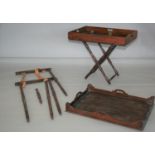 Large collection of 19th Century butler trays and stands. (as seen)