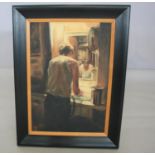 Sasha Hartslief oil on canvas - man at washstand. 44W x 62H