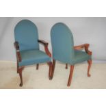 Pair of Queen Ann style mahogany framed armchairs 62 W x 100 H x 56 D